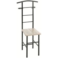 Delft Metal Valet Stand In Black With Natural Wooden Seat