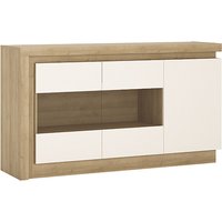 Lyco High Gloss Sideboard With 3 Doors In Oak White And LED