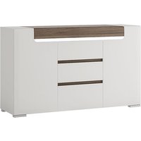 Tartu White High Gloss Sideboard 2 Doors 3 Drawers With LED