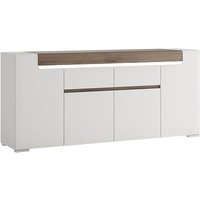 Tartu White High Gloss Sideboard 2 Doors 4 Drawers With LED