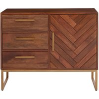 Gijon Mango Wood Sideboard With 1 Door 3 Drawers In Brown