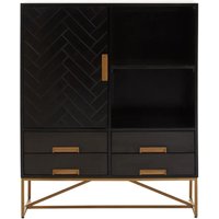 Kassel Mango Wood Sideboard 1 Door 4 Drawers In Black