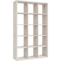 Mabon Wooden Bookcase With 15 Open Cubes In Sand Oak