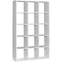 Mabon Wooden Bookcase With 15 Open Cubes In Matt White