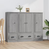 Vance Wooden Highboard With 4 Doors 3 Drawers In Grey Sonoma Oak