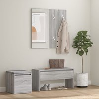 Bevis Wooden Hallway Furniture Set In Grey Sonoma Oak