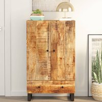 Beril Mango Solid Wood Highboard With 2 Doors In Light Brown