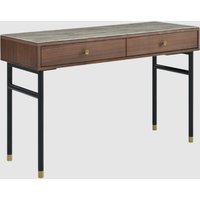 Wilmot Wooden Dressing Table With Marble Glass Top In Walnut