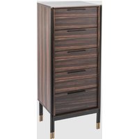 Balta Narrow Wooden Chest Of 5 Drawers In Ebony