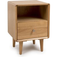 Javion Wooden Bedside Cabinet With 1 Drawer In Natural Oak
