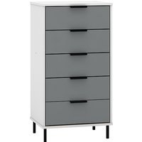 Madric Narrow High Gloss Chest Of 5 Drawers In Grey And White