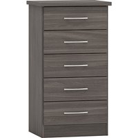 Mack Narrow Wooden Chest Of 5 Drawers In Black