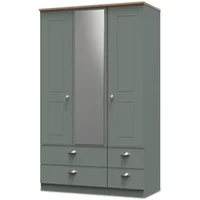 Welcome Victoria 3 Door 4 Drawer Tall Mirrored Triple Wardrobe Assembled