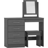Mack Wooden Dressing Table Set With 4 Drawers In Grey