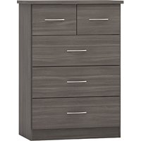 Mack Wide Wooden Chest Of 5 Drawers In Black