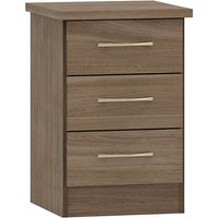 Mack Wooden Bedside Cabinet With 3 Drawers In Rustic Oak