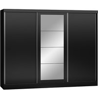 Mack Mirrored Sliding Wardrobe With 3 Doors Black Gloss Front