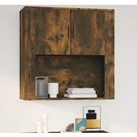 Sarnia Wooden Wall Storage Cabinet With 2 Doors In Smoked Oak