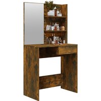 Basile Wooden Dressing Table With Mirror In Smoked Oak