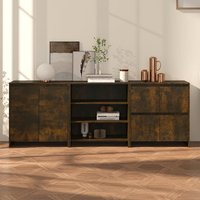 Gilon Wooden Sideboard With 6 Doors 2 Shelves In Smoked Oak