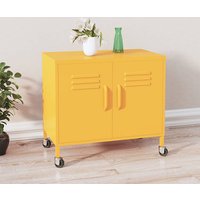 Emrik Steel Storage Cabinet With Castors In Mustard Yellow