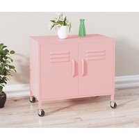 Emrik Steel Storage Cabinet With Castors In Pink