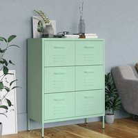 Emrik Steel Storage Cabinet With 6 Drawers In Mint