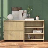 Gilon Wooden Sideboard With 4 Doors 2 Shelves In Sonoma Oak