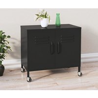 Emrik Steel Storage Cabinet With Castors In Black