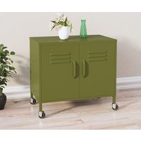 Emrik Steel Storage Cabinet With Castors In Olive Green