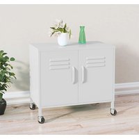 Emrik Steel Storage Cabinet With Castors In White