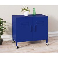 Emrik Steel Storage Cabinet With Castors In Navy Blue