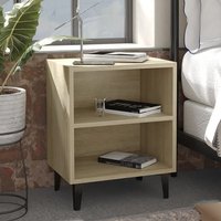 Pilvi Wooden Bedside Cabinet In Sonoma Oak With Metal Legs