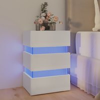 Kame Wooden Bedside Cabinet In White With LED Lights