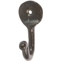 30mm x 65mm Black Hammered Round Plate Single Hook