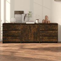 Pepa Wooden Sideboard With 2 Doors 6 Drawers In Smoked Oak