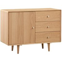 Javion Wooden Sideboard With 1 Door 3 Drawers In Natural Oak