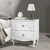 Sialkot Serigraphy White Wooden Bedside Cabinets In Pair