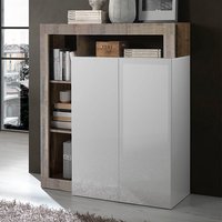 Hanmer High Gloss Highboard With 2 Doors In White And Pero
