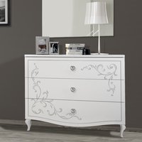 Sialkot Wooden Chest Of 3 Drawers In Serigraphy White