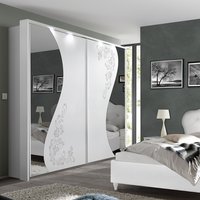Naihati Wooden Wardrobe With Mirror In Serigraphy White And LED