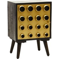 Atria Wooden Bedside Cabinet With 1 Door In Black And Gold