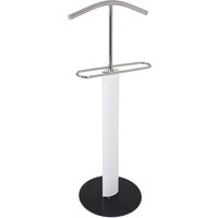 Eagar Metal Valet Stand In Chrome And White High Gloss
