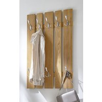 Learo Wall Hung Coat Rack In Oak With 8 Stainless Steel Hooks