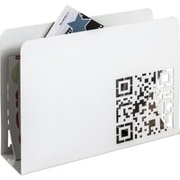Starke Metal Abstract QR Code Punching Magazine Rack In White