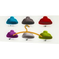Tahoe Glass Wall Hung 6 Hooks Coat Rack In Hats Print