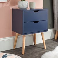 Niceville Wooden Bedside Cabinet With 2 Drawers In Blue