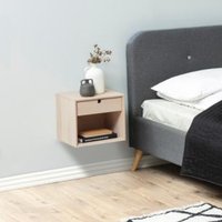 Canton Large Wooden Wall Hung Bedside Cabinet In White Oak