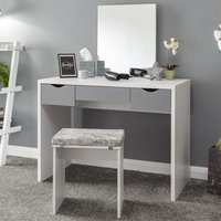 Elstow Wooden Dressing Table Set In White And Grey