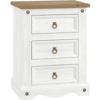 Consett Wooden Bedside Cabinet With 3 Drawers In White And Oak